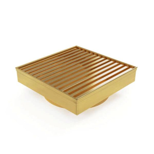 Forme Square Mesh Floor Waste - Brushed Gold-FD11XS90-MBG-blue-leaf-bathware