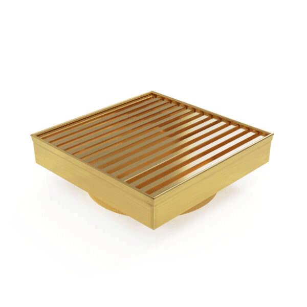 Forme Square Mesh Floor Waste - Brushed Gold-FD11XS90-MBG-blue-leaf-bathware