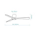 Martec Fresno DC 52″ Smart Ceiling Fan With WIFI Remote Control - Matt Black/Walnut - Technical Drawing