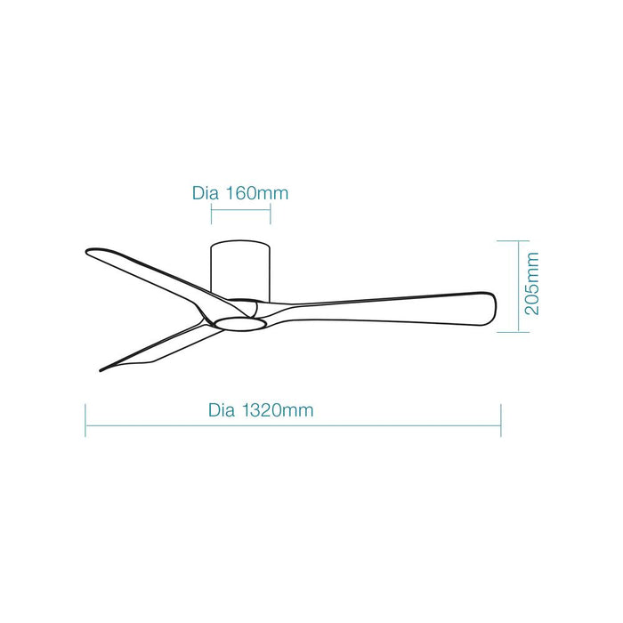 Martec Fresno DC 52″ Smart Ceiling Fan With WIFI Remote Control - Matt White - Technical Drawing