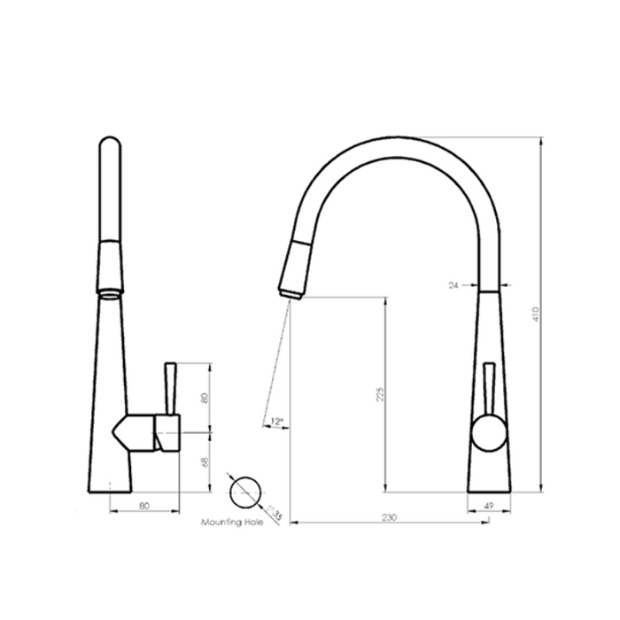 Galiano Pull-Down Sink Mixer Brushed Brass-LF175203BB-blue-leaf-bathware