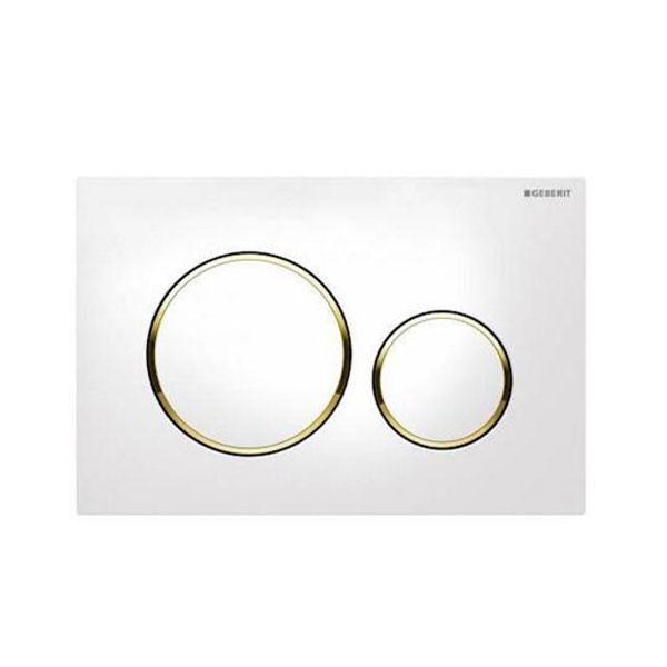 Geberit Sigma 20 White Dual Flush Plate - Gold Rings-115.882.KK.1-blue-leaf-bathware