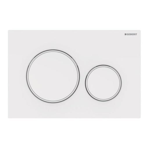 Geberit Sigma 20 White Gloss Dual Flush Plate - White Matt Rings-115.882.11.1-blue-leaf-bathware