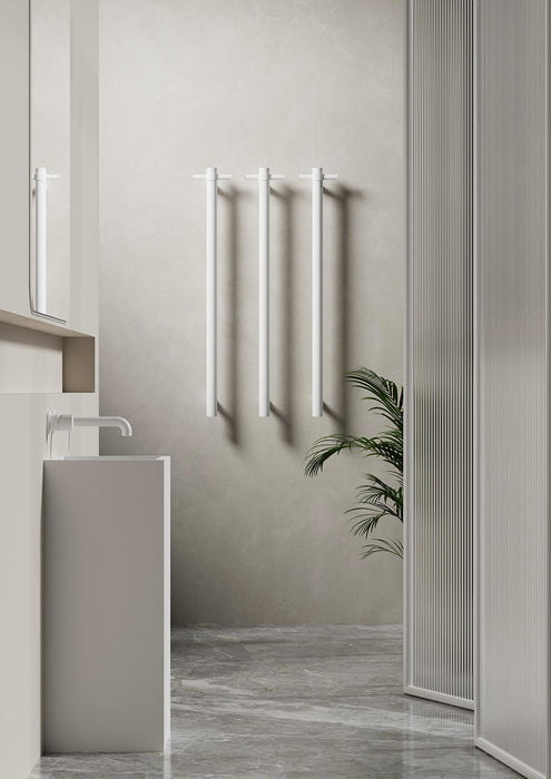 Nero Heated Vertical Towel Rail - Matte White-NRV900HMW-blue-leaf-bathware