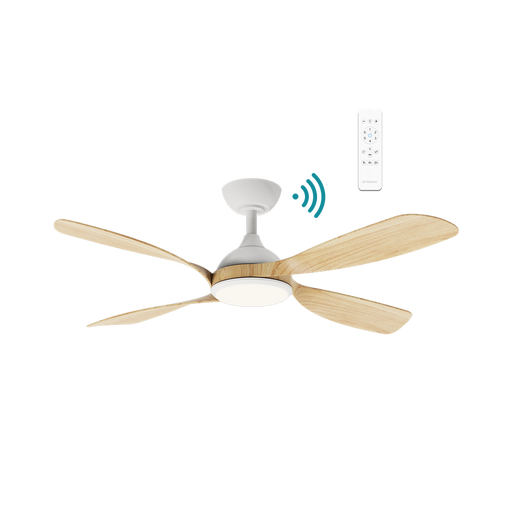 Martec Hampton DC 52″ Smart Ceiling Fan With WIFI Remote Control + LED light - Matt White / Oak