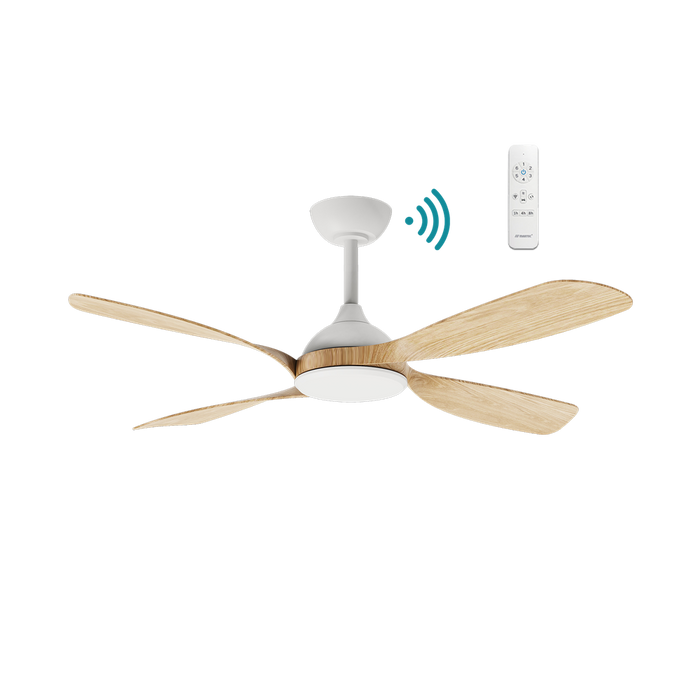 Martec Hampton DC 52″ Smart Ceiling Fan With WIFI Remote Control - Matt White / Oak