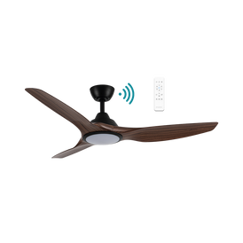 Martec Impact DC 52″ Smart Ceiling Fan With WIFI Remote Control + LED light - Matt Black / Walnut