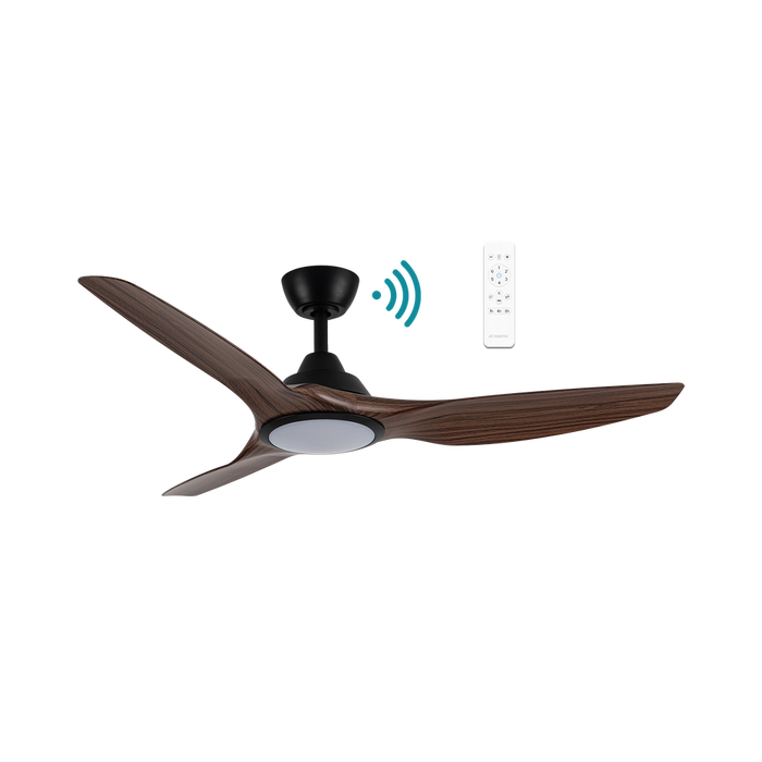 Martec Impact DC 52″ Smart Ceiling Fan With WIFI Remote Control + LED light - Matt Black / Walnut