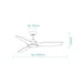 Martec Impact DC 52″ Smart Ceiling Fan With WIFI Remote Control + LED light - Matt Black / Walnut - Technical Drawing