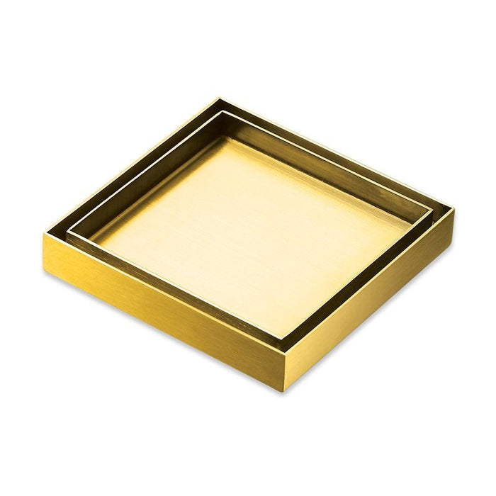 Kano Square Tile Insert Floor Waste - Brushed Gold-KANO120BG-blue-leaf-bathware