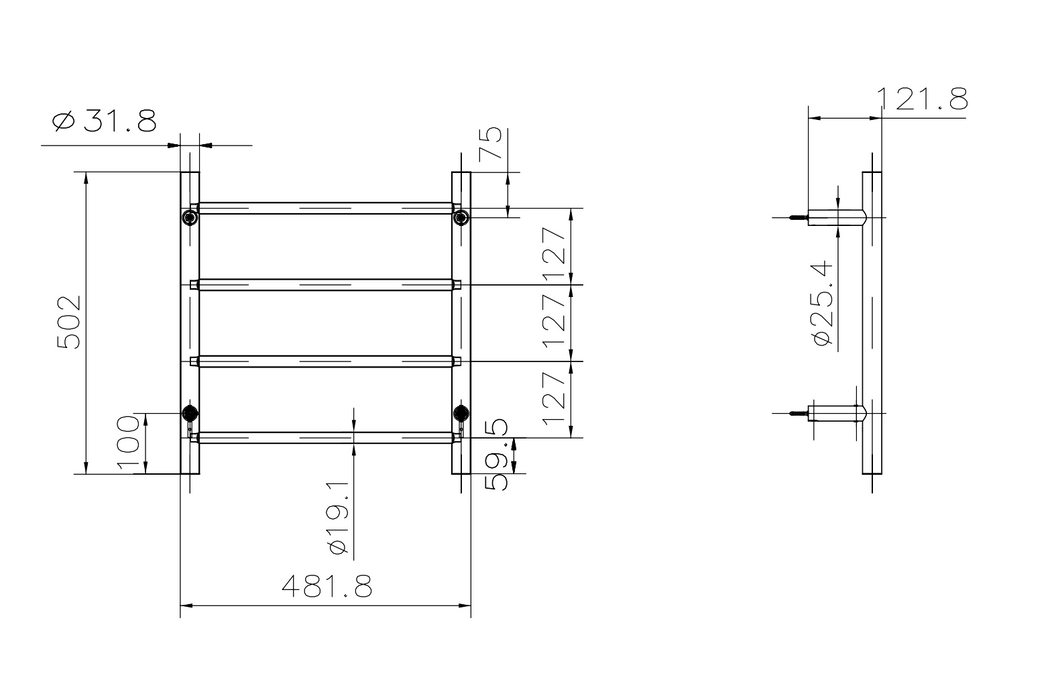 Linsol Allegra Heated Towel Rail 4 Bar