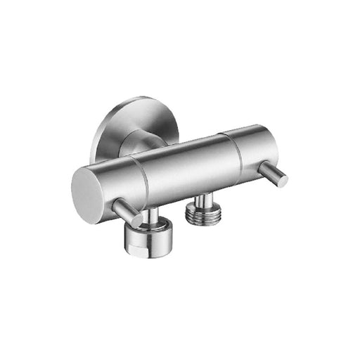 Linkware Dual Mini Cistern Cock - Stainless Steel-T115DSS-blue-leaf-bathware