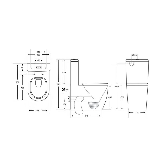 Linsol Ajax Back to Wall Rimless Toilet Suite 