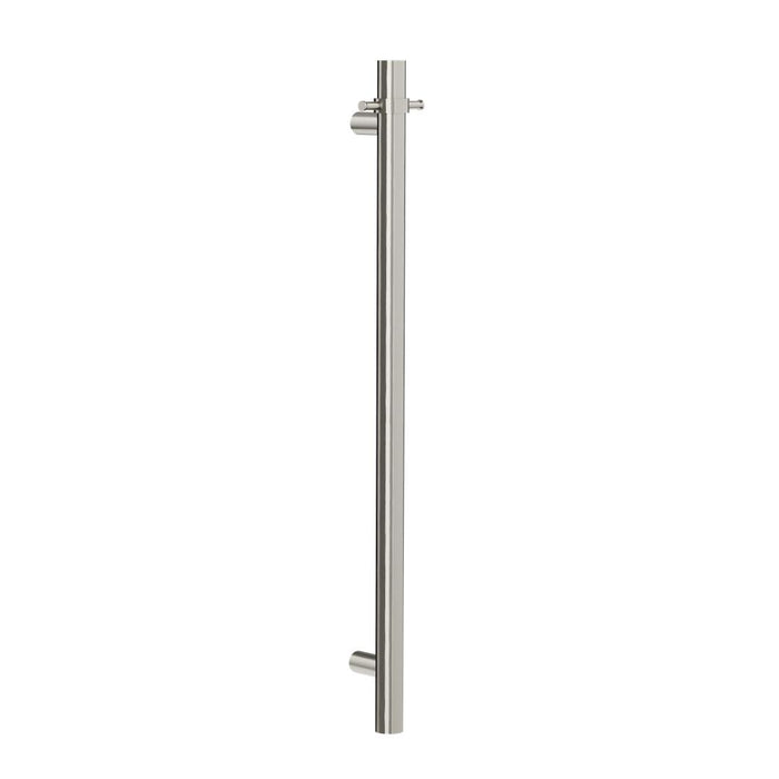 Linsol Allegra 12V Round Bar Vertical Heated Towel Rail with T-Bar - Brushed Nickel 