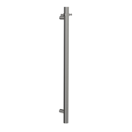 Linsol Allegra 12V Round Bar Vertical Heated Towel Rail with T-Bar - Gunmetal 