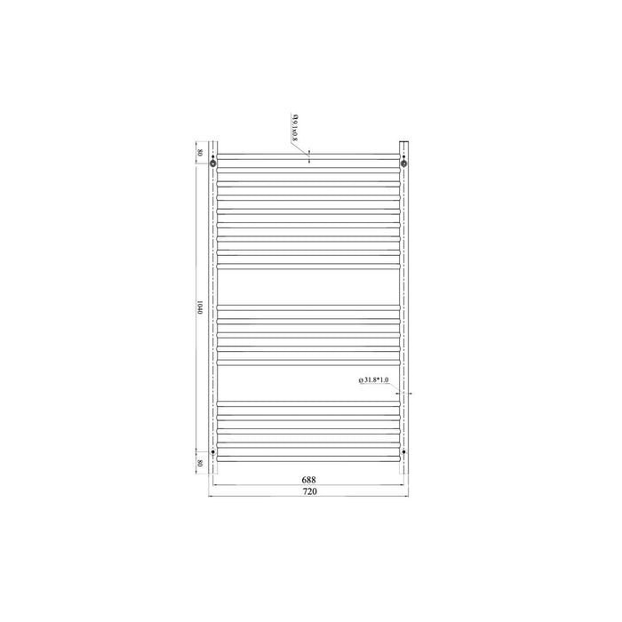 Linsol Allegra 19 Bar Wide Heated Towel Rail - Brushed Brass 