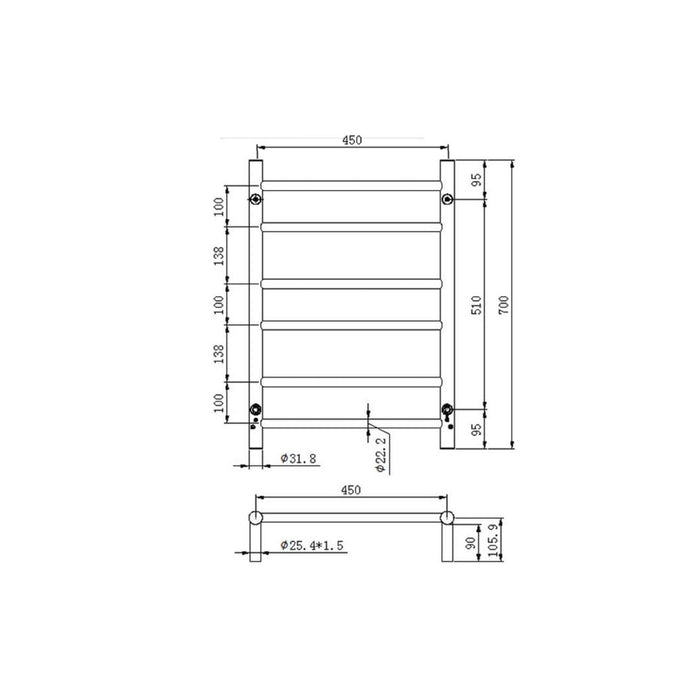 Linsol Allegra 6 Bar Heated Towel Rail - Chrome 