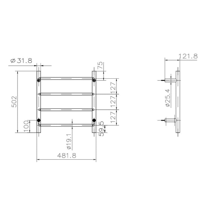 Linsol Allegra Heated Towel Rail 4 Bar - Chrome 