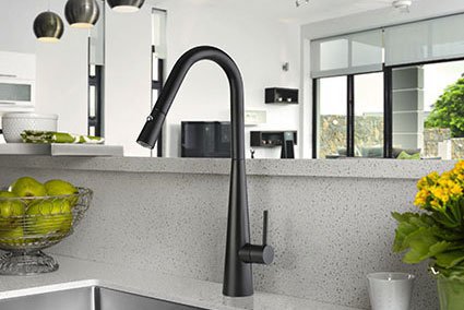 Linsol Aria Matte Black Pull Down Kitchen Mixer-ARI-01RE-MATBLA-blue-leaf-bathware