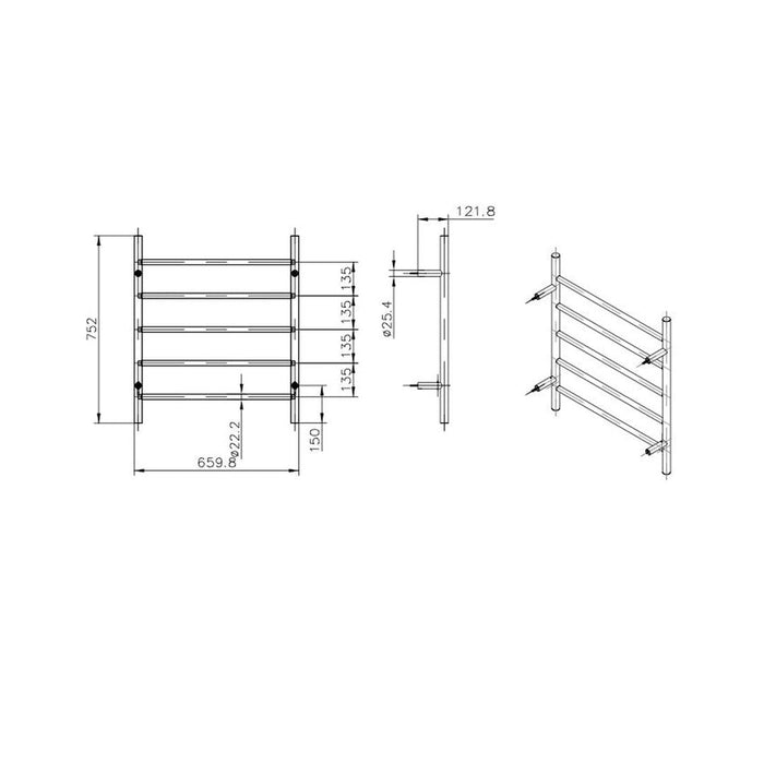 Linsol Avid 5 Bar Heated Towel Rail - Gunmetal 
