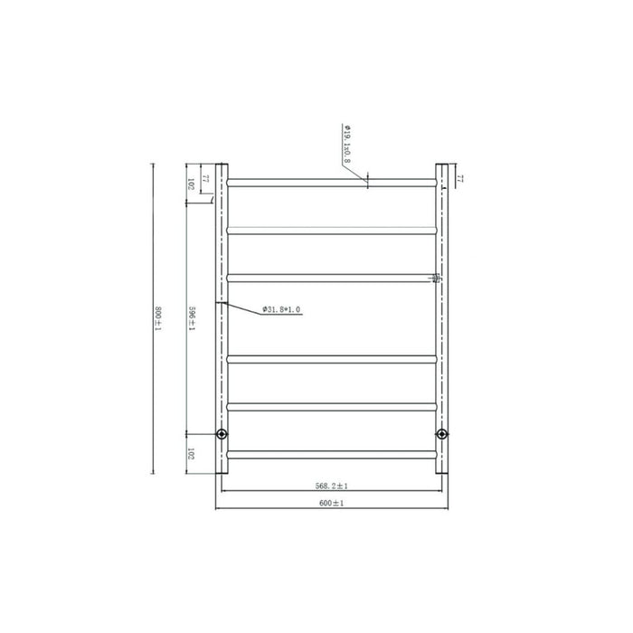 Linsol Avid 6 Bar Heated Towel Rail - Brushed Nickel 