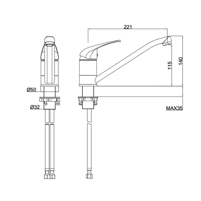 Linsol Banjo S2 Solid Handle Sink Mixer 