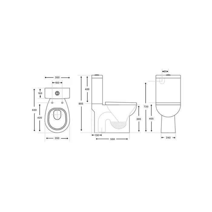 Linsol Botany Close Couple Toilet Suite - Chrome 