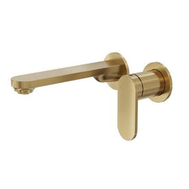 Linsol Capo 2-Plate Wall Basin or Bath Mixer - Brushed Brass 