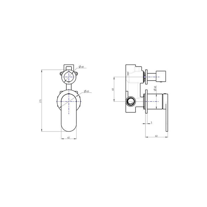 Linsol Capo 2-Plate Wall Mixer with Divertor - Matte Black 