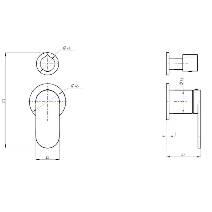 Linsol Capo 2-Plate Wall Mixer with Divertor Trim Kit - Gunmetal 