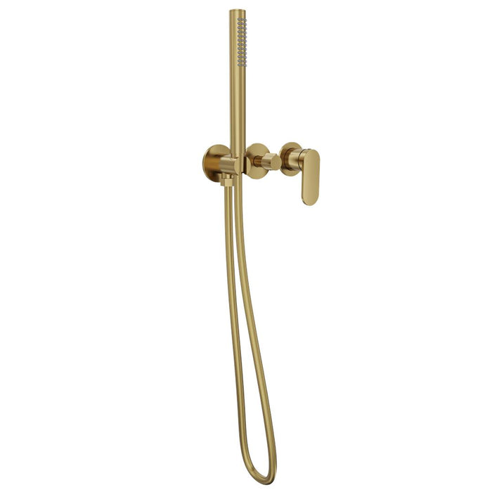Linsol Capo 3-Plate Wall Mixer with Hand Shower - Brushed Brass 
