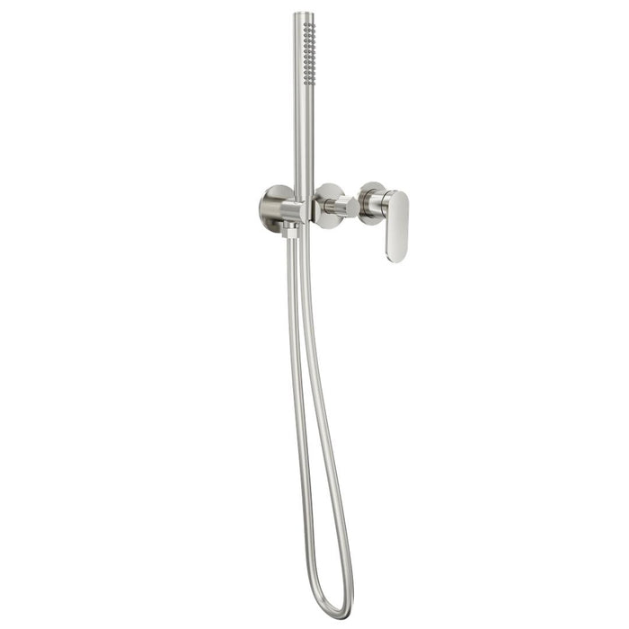 Linsol Capo 3-Plate Wall Mixer with Hand Shower Trim Kit - Brushed Nickel 