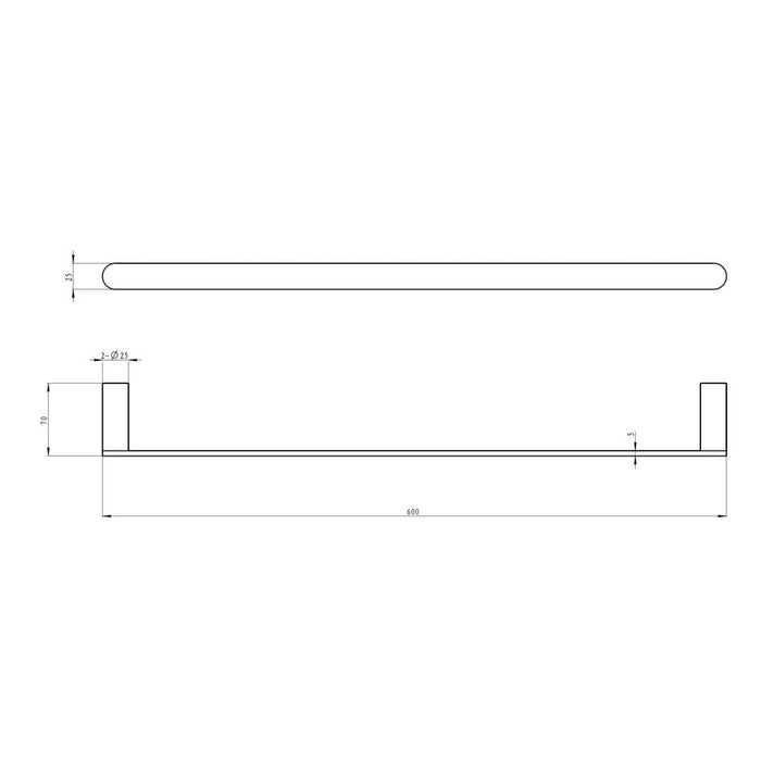Linsol Circle 600mm Single Towel Rail - Gunmetal 