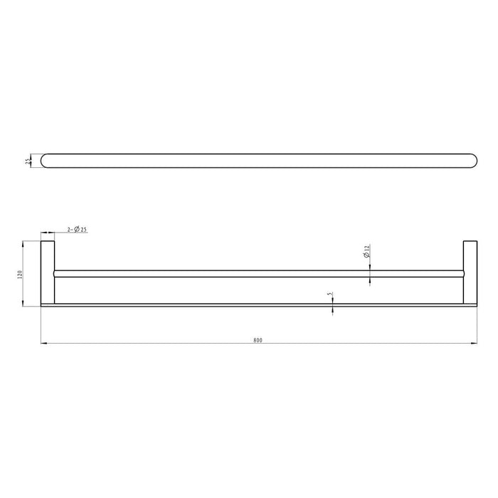 Linsol Circle 800mm Double Towel Rail - Brushed Nickel 