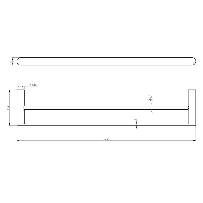 Linsol Circle 800mm Double Towel Rail - Chrome 