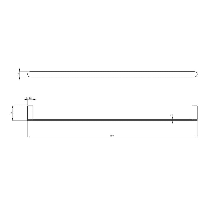 Linsol Circle 800mm Single Towel Rail - Gunmetal 