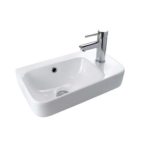 Linsol Clay 450mm Wall Hung Basin with Left Hand Bowl - Gloss White 