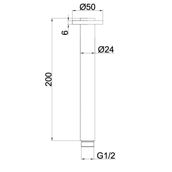 Linsol Corsica 200mm Round Ceiling Arm - Chrome 