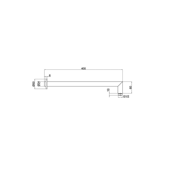 Linsol Corsica 400mm Round Wall Arm - Chrome 
