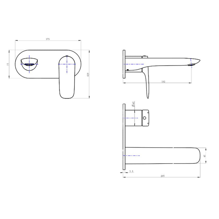 Linsol Curva 1-Plate Wall Basin or Bath Mixer Trim Kit - Chrome 