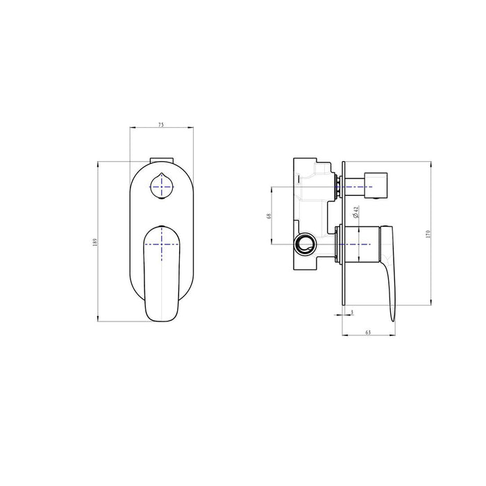 Linsol Curva 1-Plate Wall Mixer with Divertor - Gunmetal 