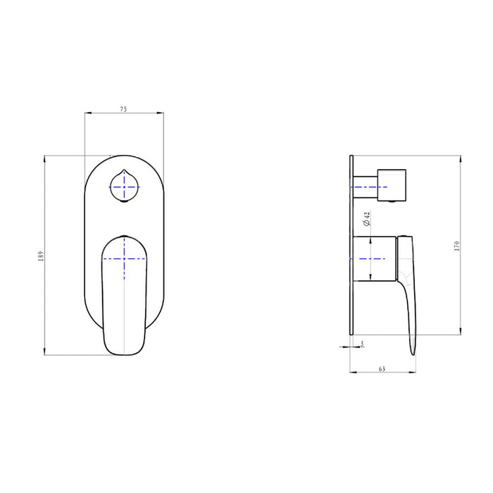 Linsol Curva 1-Plate Wall Mixer with Divertor Trim Kit - Brushed Nickel 