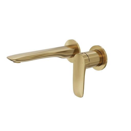 Linsol Curva 2-Plate Wall Basin or Bath Mixer - Brushed Brass 