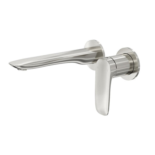 Linsol Curva 2-Plate Wall Basin or Bath Mixer - Brushed Nickel 