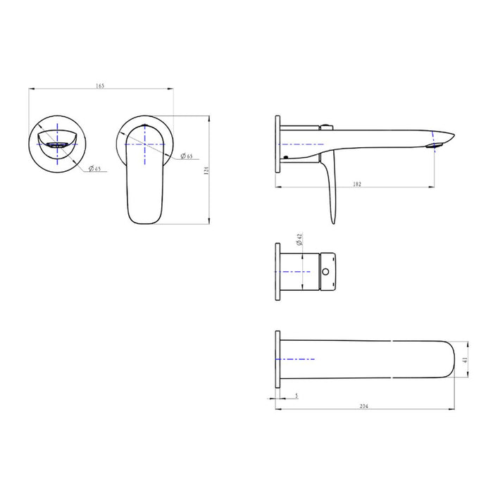 Linsol Curva 2-Plate Wall Basin or Bath Mixer Trim Kit - Brushed Nickel 