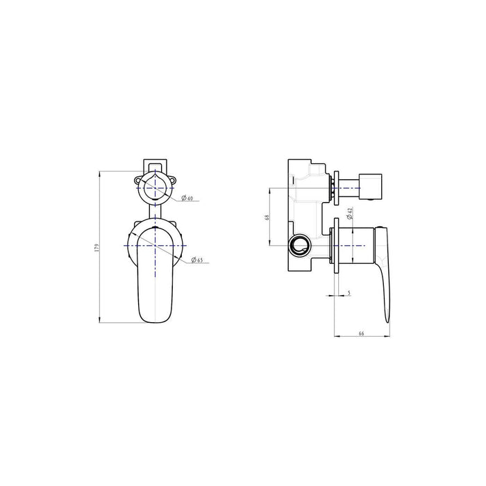 Linsol Curva 2-Plate Wall Mixer with Divertor - Gunmetal 