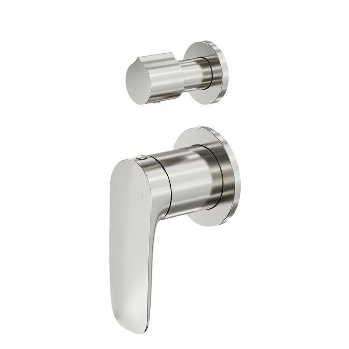 Linsol Curva 2-Plate Wall Mixer with Divertor Trim Kit - Brushed Nickel 