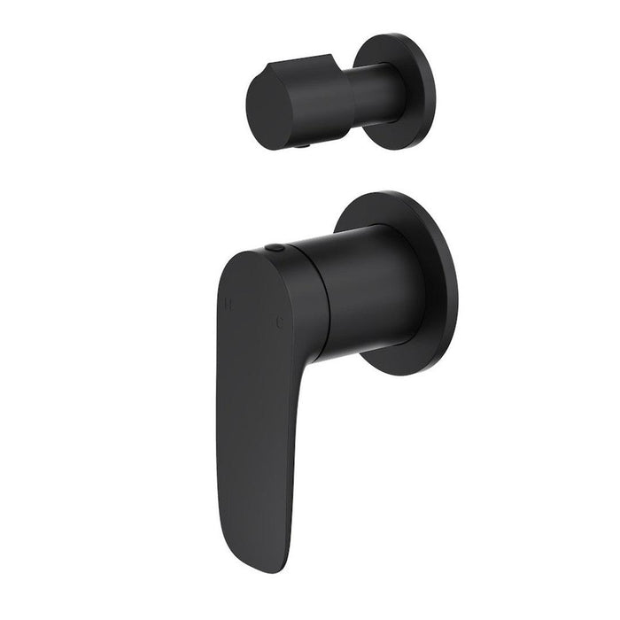 Linsol Curva 2-Plate Wall Mixer with Divertor Trim Kit - Matte Black 