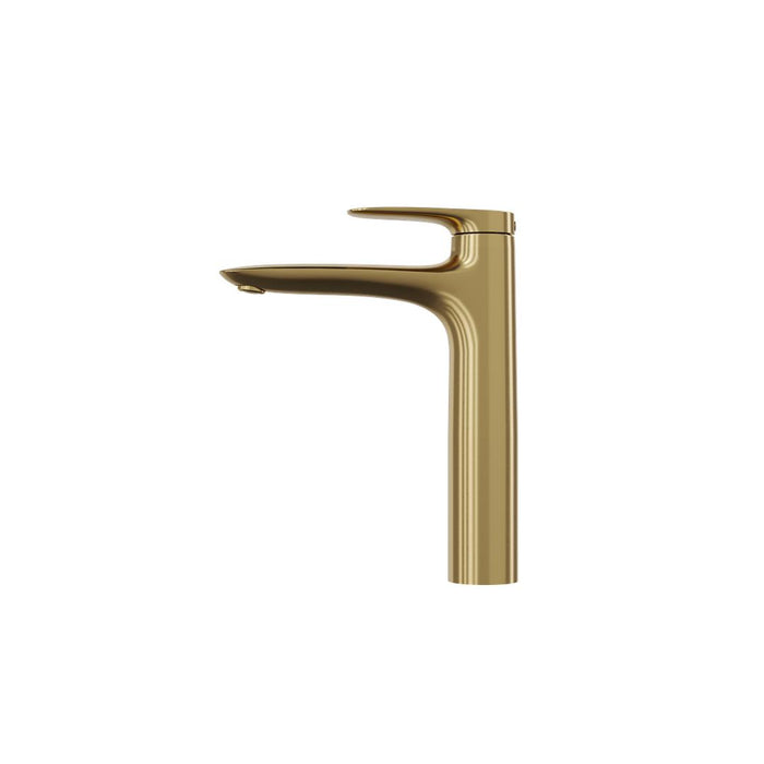 Linsol Curva Mid Height Basin Mixer - Brushed Brass 