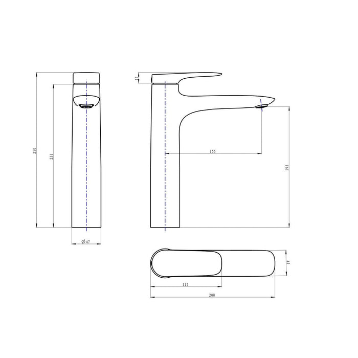 Linsol Curva Mid Height Basin Mixer - Chrome 